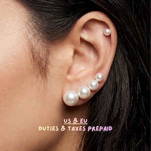 Titanium Real Pearl Earrings | Freshwater Pearl Studs | Pure Titanium | Hypoallergenic | 5–10mm | Nickel-Free Earrings for Sensitive Ears
