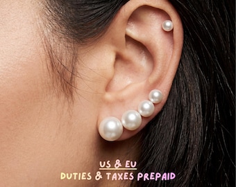 Orecchini in titanio con perle vere / Orecchini a perno con perle d'acqua dolce / Titanio puro / Ipoallergenici / 5–10 mm / Orecchini senza nichel per orecchie sensibili