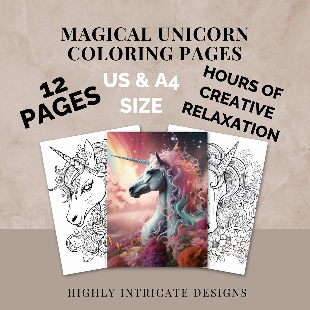 12 Adult Coloring Pages, Unicorn Coloring Pages, Intricate Coloring ...