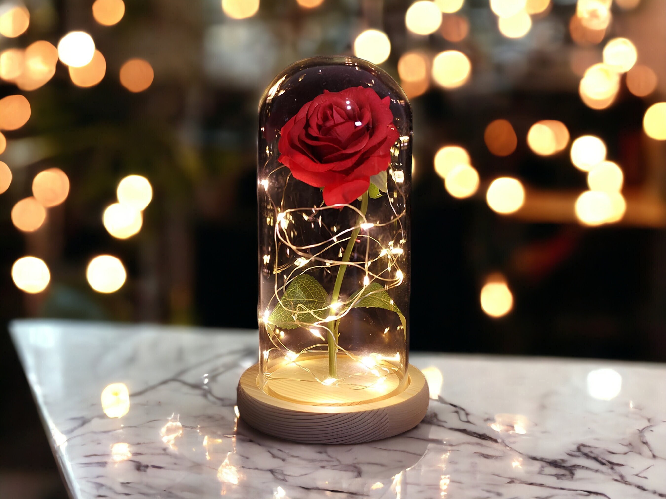 Fairnull Eternal Rose in Glass Dome Romantic Aesthetic Artificial Eternal  Rose Flower in Glass Dome Gift Mother's Day Supplies