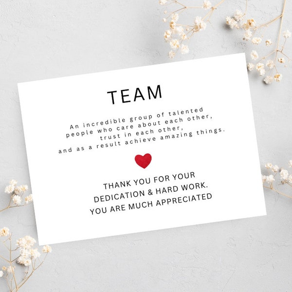 Editable Team Appreciation Card, Employee Appreciation Card, Employee Recognition, Appreciation Thank you Card, Thank You Team Greeting Card