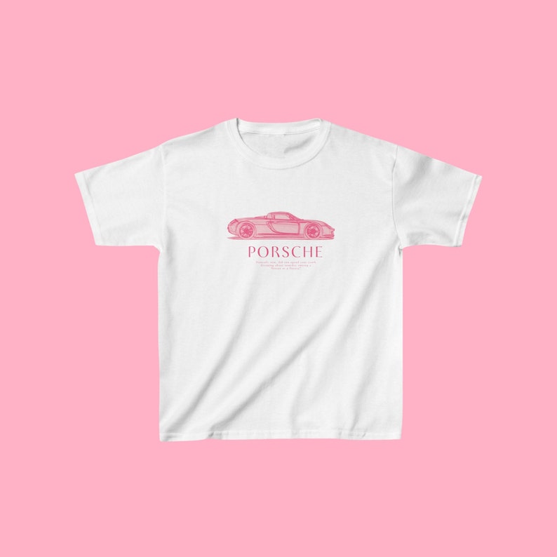 Pink Porsche Shirt Vintage Coquette Baby Tee Trendy Women Clothes 90's ...