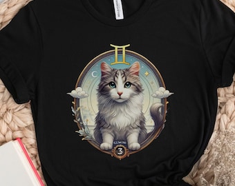 Gemini Cat Zodiac shirt | Cat Horoscope Tee, Astrology Kitten Design