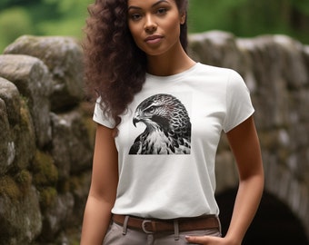 Red-Tailed Hawk T-Shirt: Pen and Ink Bird Portrait Tee
