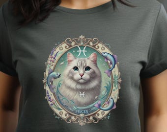 Pisces Cat Graphic Tee | Astrology Zodiac Shirt