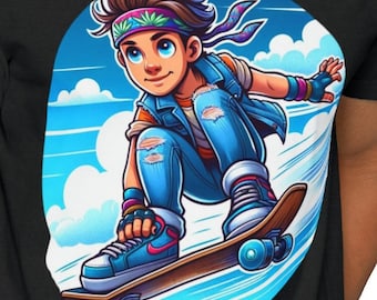 USA-Made Unisex Short-Sleeve Jersey T-Shirt, boy skate boarding, skate boarder tee shirt