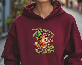 St. Patrick's Day Cat Hoodie: Lucky Leprechaun Sweatshirt