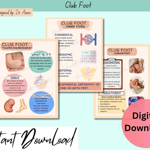 Club Foot Congenital Condition, Postpartum, Prenatal, Newborn, Infant, Parent, Education Handout, Pediatric patient, medical professionals