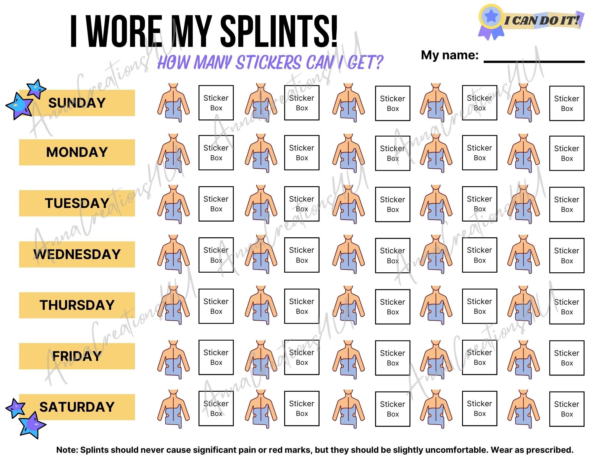 Scoliosis Orthosis, Orthopedic, Splint Wear Chart, Spinal Alignment