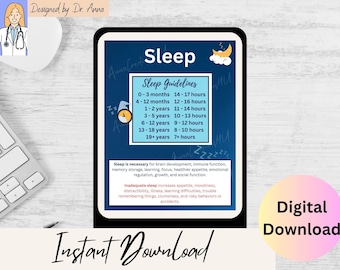 Sleep Hygiene Handout for Parents, Families, Healthcare Professionals, and Schools to manage energy levels, emotions and mood, performance