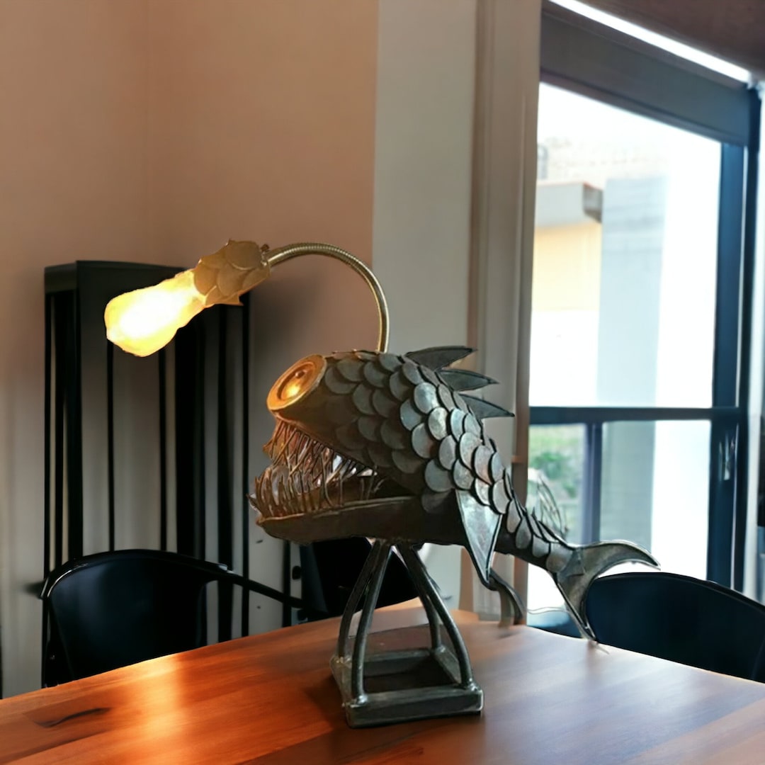 Angler Fish Desk Lamp Creative Shark Night Light USB Metal Etsy UK