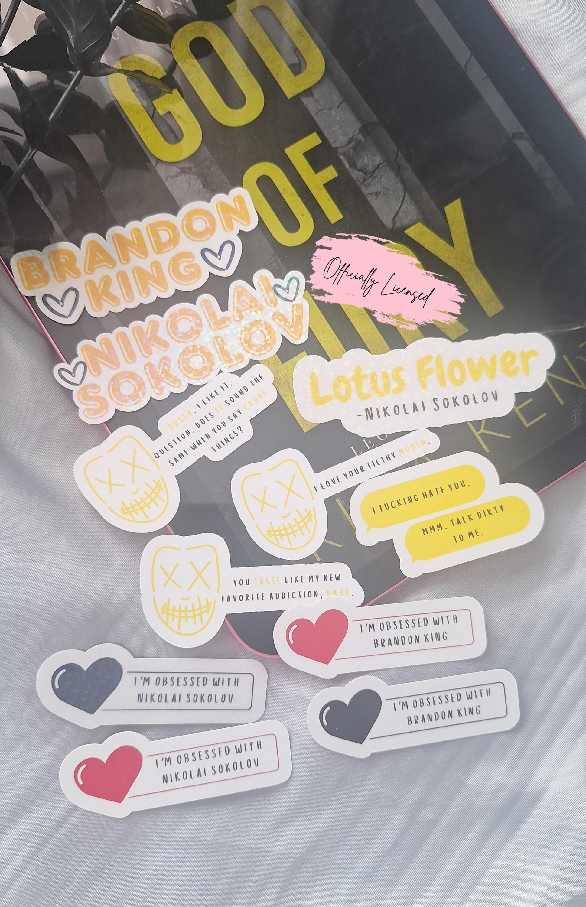Rina Kent Merch/ God Of Fury Stickers/ Officially Licensed/ Nikolai Sokolov/ Bookish Stickers/ Kindle Stickers/ Legacy Of Gods/ Lotus Flower
