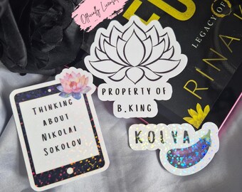 Rina Kent Merch/ God Of Fury Stickers/ Officially Licensed/ Nikolai Sokolov/ Bookish Stickers/ Kindle Stickers/ Legacy Of Gods/ Lotus Flower