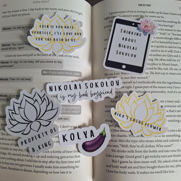 Rina Kent Merch/ God Of Fury Stickers/ Officially Licensed/ Nikolai Sokolov/ Bookish Stickers/ Kindle Stickers/ Legacy Of Gods/ Lotus Flower