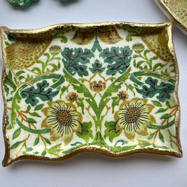 Trinket Dish | Air Dry Clay | William Morris print