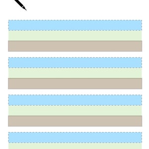 May include: Four blank lined notepads with a light blue, light green, and brown colour scheme. The notepads are separated by a white space.