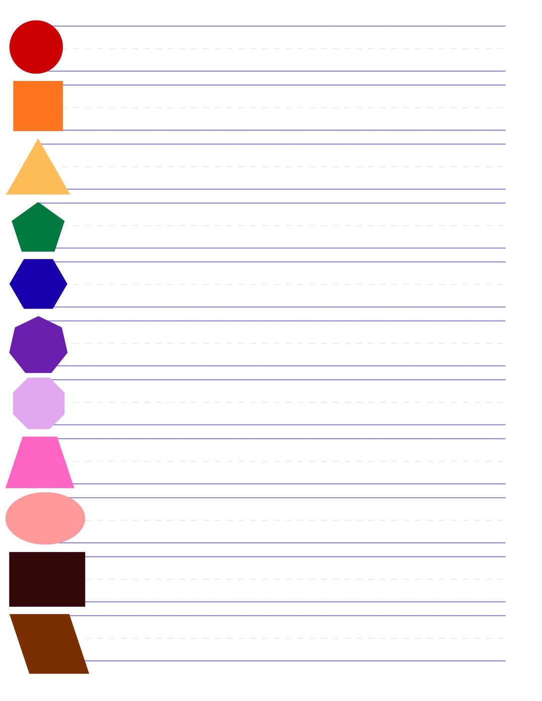 Shape Writing Worksheet - Etsy