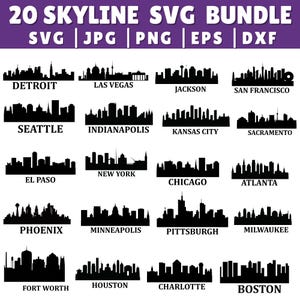 Pakiet SVG z panoramą miasta w USA: pliki do cięcia dla Cricut, Silhouette (pobieranie cyfrowe)