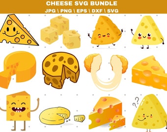 Cheese SVG Bundle: Outline, Silhouette, Clipart (Digital File)
