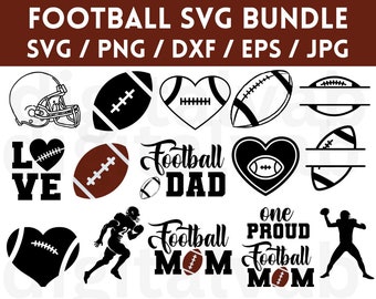 Football SVG Bundle: Heart, Clipart, Outline (Digital Download)
