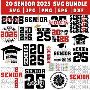 Senior 2025 SVG Bundle, Senior Klasse von 2025 SVG, Abschluss SVG, 2025, Abschluss, Senior 25, Klasse von 2025, Abschluss-Shirt