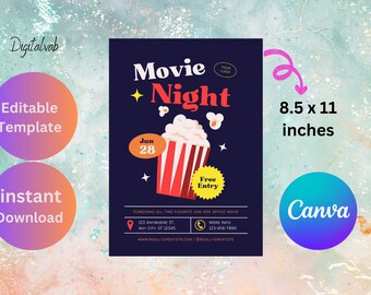 Movie Night Flyer: Editable Cinema Party Invitation (Digital Download)