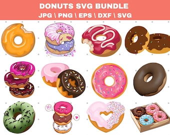 Donut SVG, Donut Svg, Donut Clipart, Donut con chispitas, glaseado rosa, Cricut, Silueta, Archivo de corte SVG -