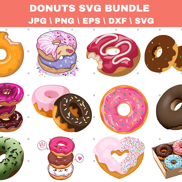 Donut SVG, Doughnut Svg, Donut Clipart, Donut with Sprinkles, Pink Icing, Cricut, Silhouette, SVG Cutting File -