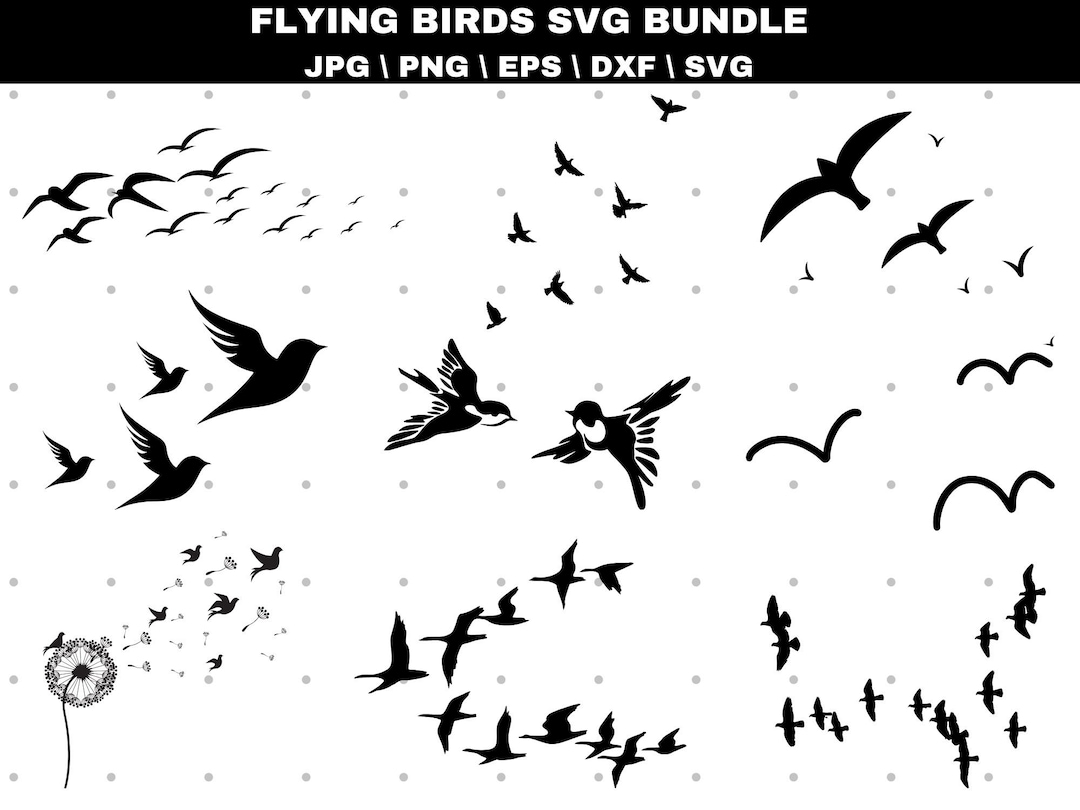 Birds SVG Birds Flying SVG Flying Birds Vector Birds Clipart Flock Svg