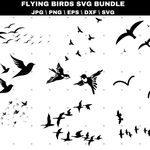 Birds SVG Birds Flying SVG Flying Birds Vector Birds Clipart Flock Svg Cut File for Cricut Silhouette DXF Commercial Use Instant Download