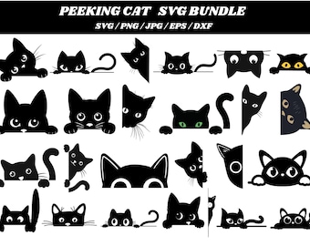 Peeking Cat SVG Pack: Silhouette Cut Files (Digital Download)