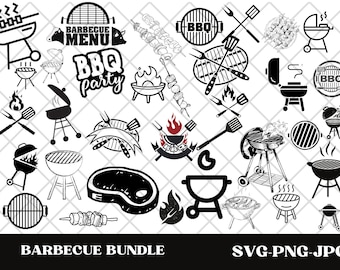 Barbecue SVG Bundle: 50 BBQ Grill Designs (Digital Download)