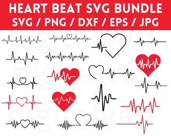 Heartbeat SVG Bundle: EKG Cardiogram Vector Cut Files (Digital Download)