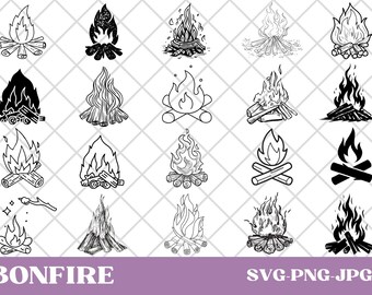 Fire Flame SVG Bundle, Campfire Clipart (Commercial Use)