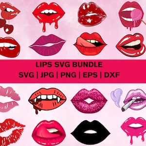 Labios svg paquete\ Labios png paquete\ Beso svg\ Labios imprimir svg\ Labios rojos svg\ Beso svg paquete
