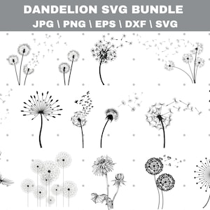 Löwenzahn-Svg-Bundle, Löwenzahn-Svg, Löwenzahn-Png, Clipart, Just Breathe Svg, Löwenzahn, Löwenzahn, Dxf, Cut-Dateien für Cricut, Silhouette