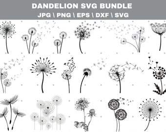 Dandelion Svg Bundle, Dandelion Svg, Dandelion Png, Clipart, Just Breathe Svg, Dandelion Blowing Svg, Dxf, Cut files for Cricut, Silhouette