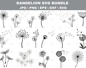 Dandelion SVG Bundle: Blowing Flower Clipart (Digital Files)