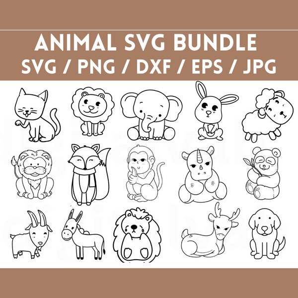 Animal svg bundle, wild Animal, cute animal, Farm Animal Svg, Animal Doodle Svg Bundle, Safari animal svg, animal fils , animal love svg,