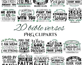 Bible Verse PNG Clipart Bundle, Scripture Faith Designs (Digital Download)