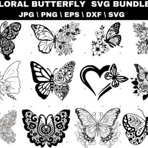 Pacote SVG de borboleta floral, borboleta de flores silvestres SVG, camisa de borboleta floral PNG, flor de borboleta Svg Png, criado com um propósito Svg,