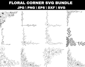 Floral Corner SVG Bundle: Wedding Border Decor (Digital Download)