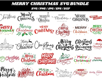 Merry Christmas Text SVG Bundle: Cricut Cut Files (Digital Download)