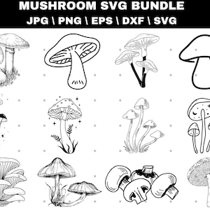 Mystical Mushroom SVG Bundle: Boho Moon Clipart (Digital Download)