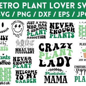 Retro plant lover svg bundle, plants svg bundle, plant quotes svg,  Plant Mom Svg, Plant Owner Svg, Plants Svg, Plant Quotes Svg, Plants svg