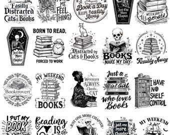 Floral Book PNG Bundle, Reading Lover Designs (Digital Download)