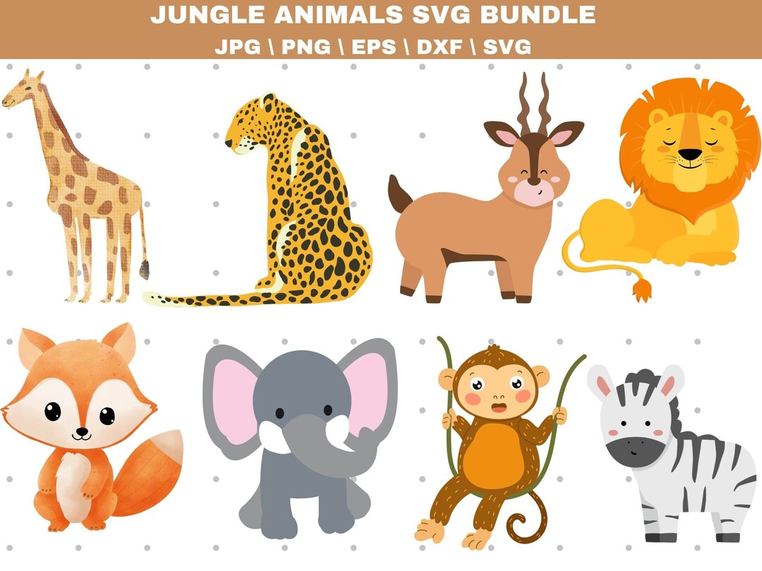 Safari Animals Outline SVG Cute African Jungle Animal Cut File Cricut ...