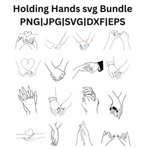 Hände halten SVG Bundle: Valentinstag Paar Schnittdateien (Digitaler Download)