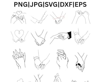 Holding Hands SVG Bundle: Valentine's Day Couple Cut Files (Digital Download)