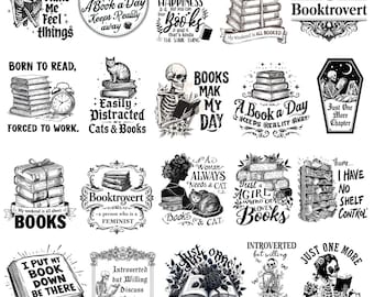 Books Quotes PNG Bundle, Bookish Clipart, Book Lover Sticker (Digital Download)